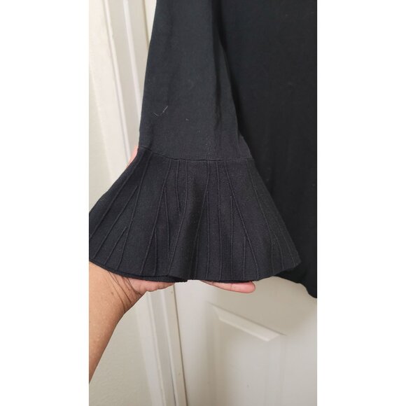 41 Hawthorn Black Long-Sleeve Sweater With Pleated Cuffs & Ribbed Neckline Bell - Picture 4 of 9